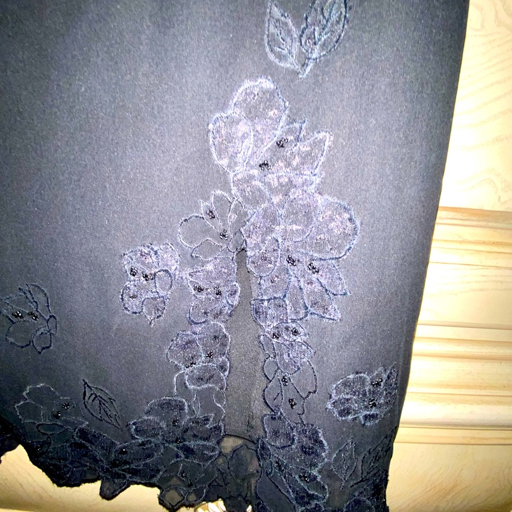 BCBGMaxAzria Black Floral Pencil Skirt
